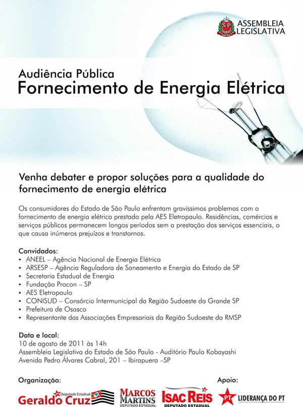 Audiência Pública: Fornecimento de Energia Elétrica